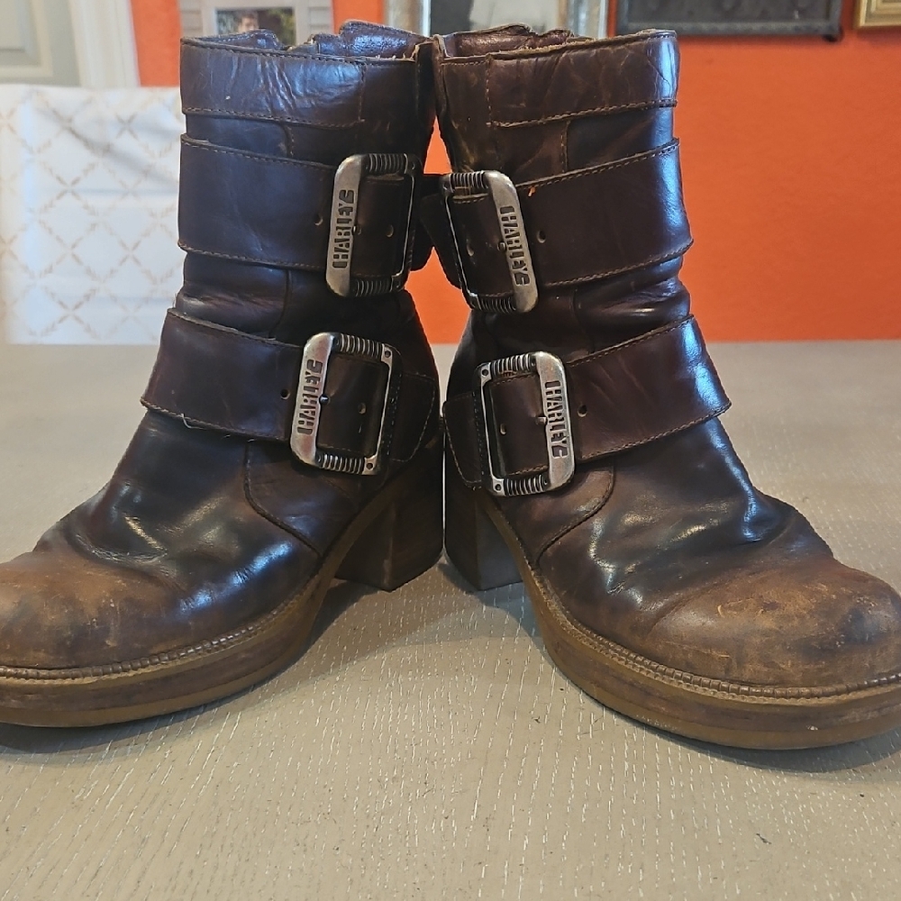 Harley-Davidson Dark Brown Leather Buckle Boots